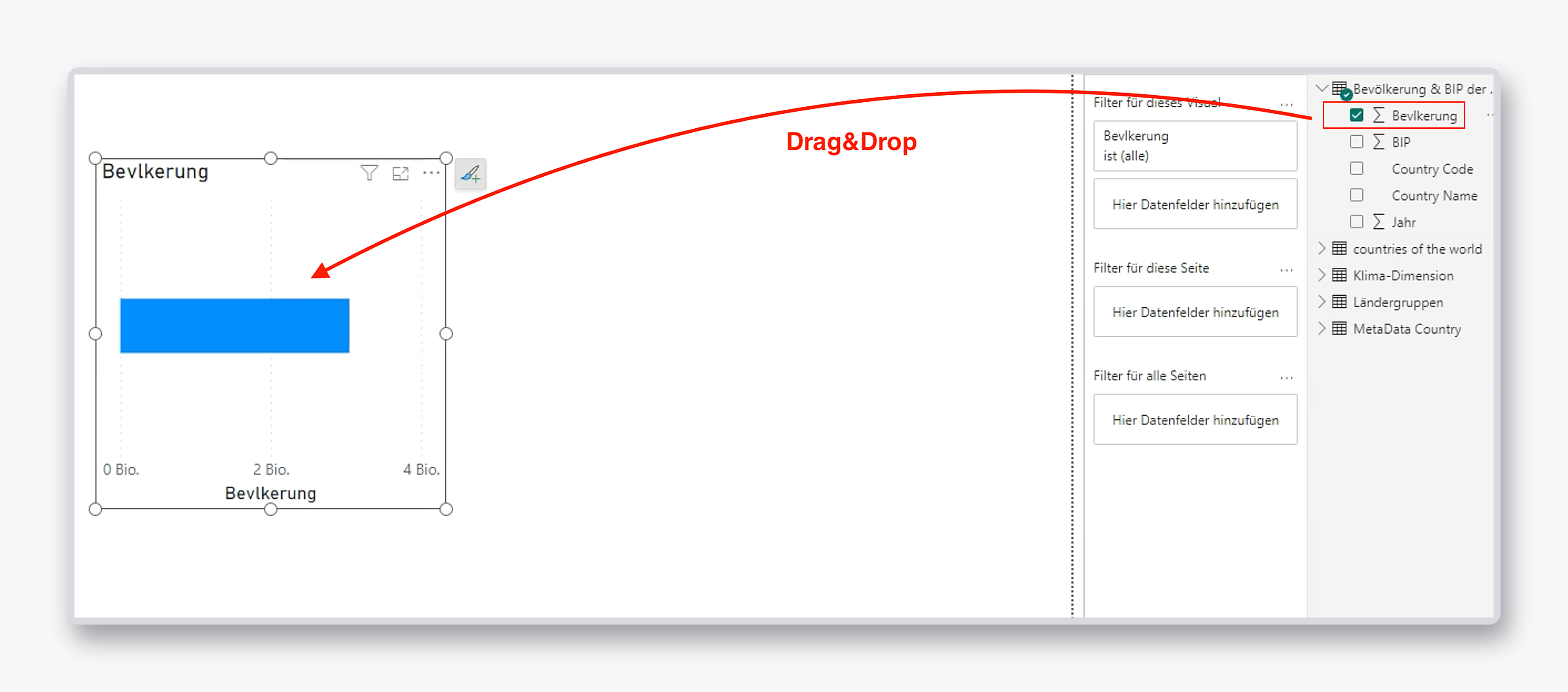 Feld per Drag and Drop in ein Diagramm ziehen